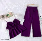Polyester Solid Clothing Set for Girls, Purple 