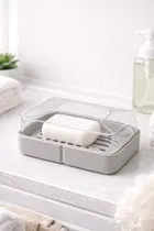 Rectangle Transparent WallMounted Soap Holder Grey