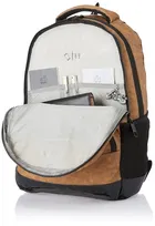 Gear Vintage 2 Anti Theft, 28L Water Resistant Faux Leather Laptop Backpack for Men & Women, Tan Black