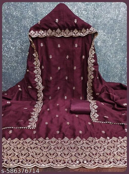 Embroidered Pakistani Suits for Women (Cherry, 6.25 meter (L)