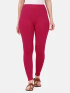 Cotton Solid Leggings for Women (Pink, S)