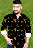 Lycra Printed Shirt For Men, Yellow 