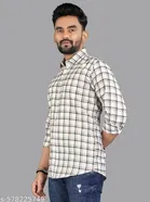 Polycotton Checked Shirts for Men, White 