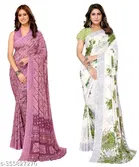 Designer Printed Georgette Saree for Women, Pack of 2 