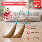 Captain Shine Grass Broom with Steel Handle, 2X360g [Net], 120cm 