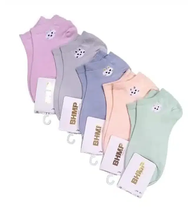 Cotton Ankle Length Socks for Women & Men (Multicolor, Set of 5)