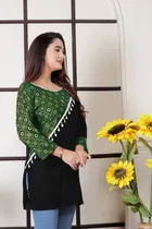 Viscose Rayon Colorblocked Short Kurti for Women 