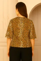 Women's Casual Wear Regular sleeve Animal Print Top, M