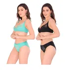 Cotton Blend Solid Non Padded Lingerie Set for Women 