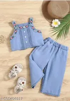 Hosiery Cotton Printed Clothing Set for Kids, Blue 
