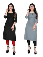 Crepe Solid Kurtis for Women 