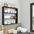 Wooden Triple Layer Wall Shelves For Home, Black