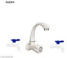 Plastic Swan Neck Tap with 2 Pcs Nozzle Tap (White & Blue, Set of 2)