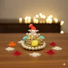 Metal Decoretive Pooja Thali, Multicolour Pack of 2