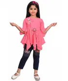 Cotton Blend Solid Clothing Set for Girls 