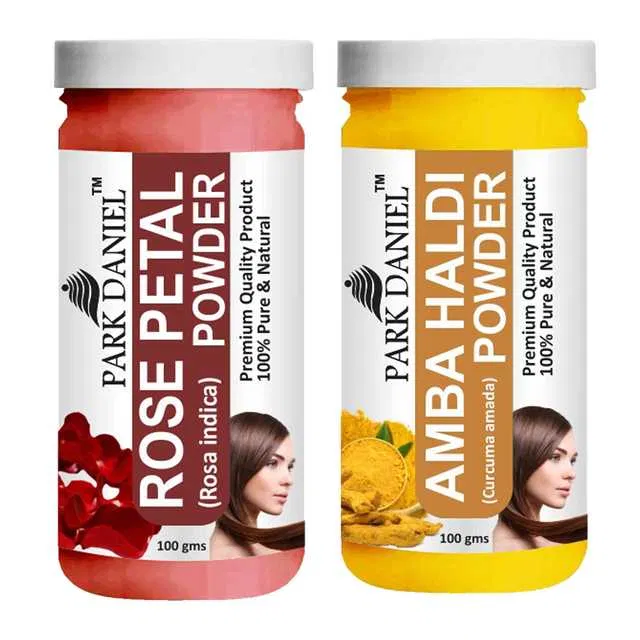 Park Daniel Pure & Natural Rose Petal Powder & Amba Haldi Powder (Pack Of 2, 100 g) (SE-1036)