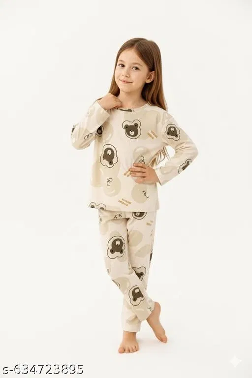 Night Suit for Girls (White, 11-12 Years)