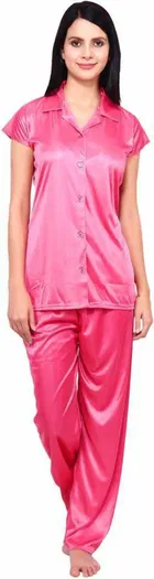 Satin Solid Night Suit for Women 