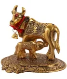Bhardwaj Retail Kamdhenu Cow and Calf Brass Idol 
