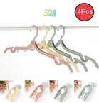 Plastic Foldable Cloth Hanger (Multicolor, Pack of 4)