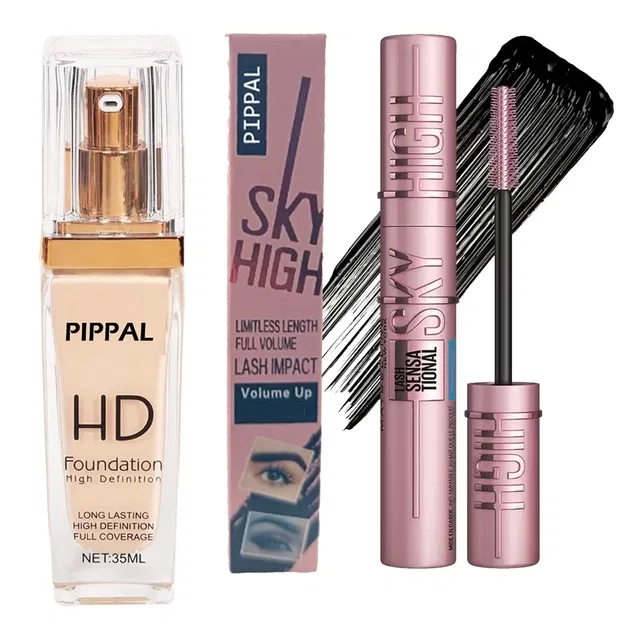 Pippal HD Foundation (35 ml) with Mascara (12 ml) (Set of 2)