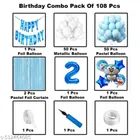 Doremon Theme 2nd Happy Birthday Decoration Items For Girls, Multicolor, Pack of 112