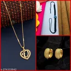 Combo of Pendant with Thread Bracelet & 1 Pair Earrings for Women 