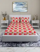 Arch Fab Red Squares Double Bedsheet 88X90 Inch