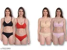 Cotton Blend Solid Lingerie Set for Women 