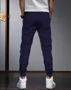 Polyblend Printed Trackpants for Men, Grey & Navy Blue, Pack of 2 