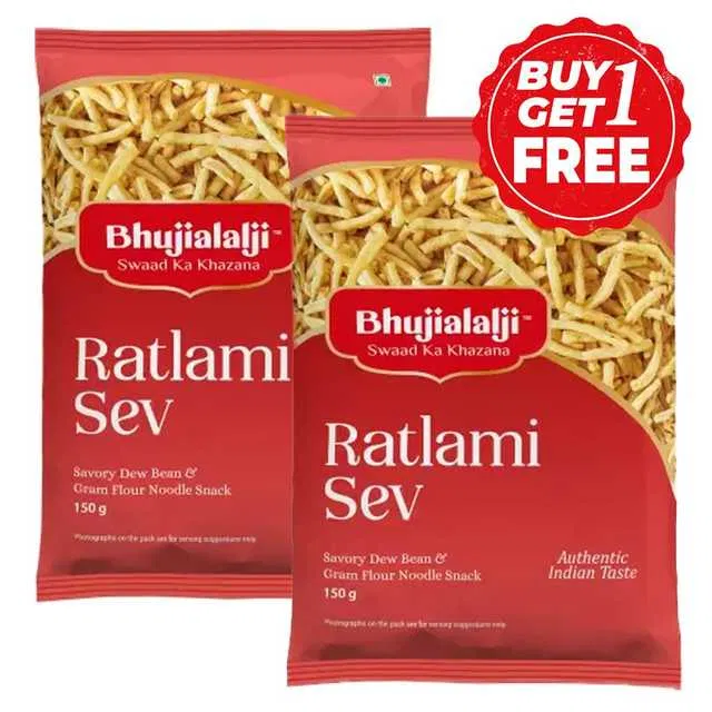 भुजियालालजी रतलामी सेव 2X150 g (1 के साथ 1 मुफ्त)