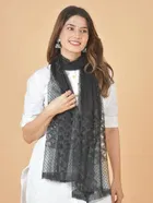 Net Solid Dupatta for Women (Black)