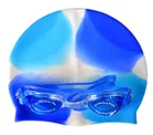 Swimming Cap & Goggles for Kids (Blue, Set of 2)