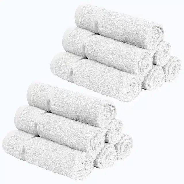Cotton Super Absorbent Antibacterial Face & Hand Towels (Pack of 12) (White, 14x21 inches)