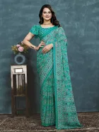 Georgette Printed Saree for Women, Multicolor, Pack of 2 