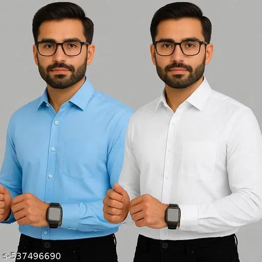 Polycotton Solid Shirts for Men, Multicolor (XL)