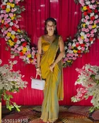 Bollywood Style Golden Chiffon Saree for Women 