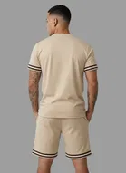 Polyester Chicago Printed T-shirt With Matching Shorts, Beige 