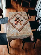 Polyester Printed Table Cloth (Brown, 38x58 inches)