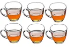 Afast  Transparent Square Shape Tea Cup Coffee Cup Set of 6 Made of Crystal Clear Glass 155 ml