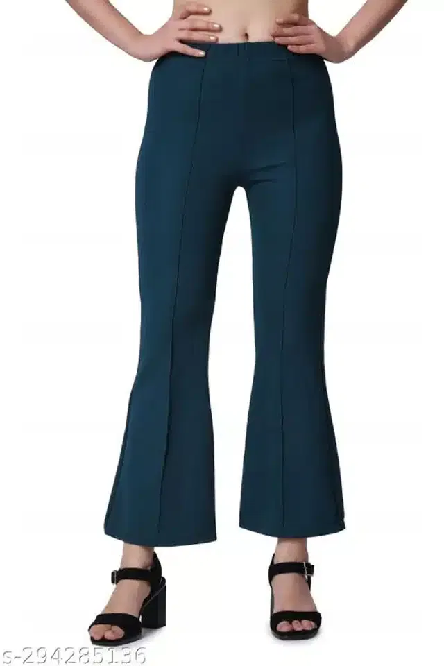 Cotton Lycra Trouser for Women (Teal, 28)