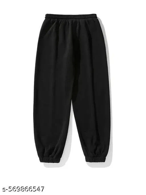 Cotton Blend Solid Trackpant for Men, Black (M)