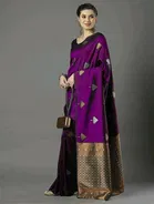 Litchi Silk Zari Woven Saree for Women, Purple 