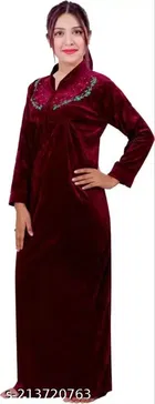 Velvet Nightdress Set for Women 