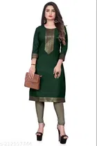 Stylish Cotton Blend Lace Printed Kurti For women 