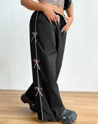 Cotton Blend Solid Loose Fit Pant for Women 