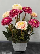 Plastic Artificial Flower With Pot,Multicolour
