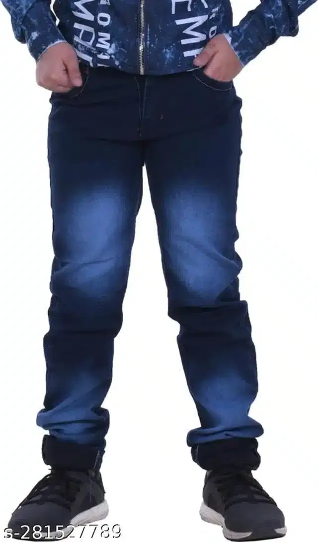Cotton Blend Jeans for Boys (Blue, 10-11 Years)