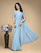 Silk Woven Design Saree for Women, Aqua Blue 