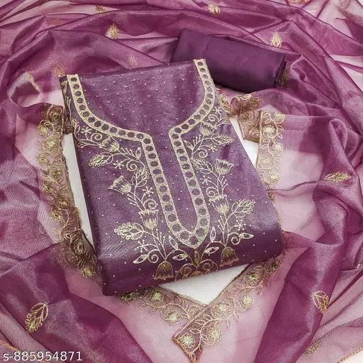 Embroidered Patiala Suit for Women (7.05 meter (4XL)) (6.25 meter (L)